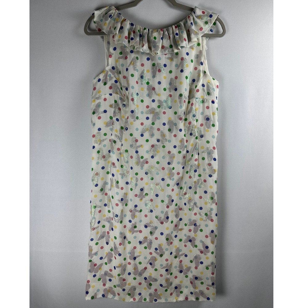 Paola Quadretti Couture Silk Dress S Ivory Polka Dot Ungaro‎ Fabric Made Italy